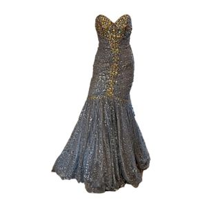 JOVANI HAND BEADED STRAPLESS SWEETHEART MERMAID GOWN SIZE 0